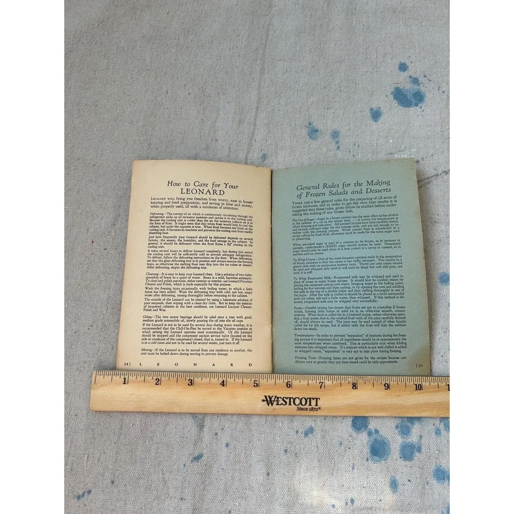 Cold Cookery 1920s/1930s Leonard Refrigerator Cookbook Booklet